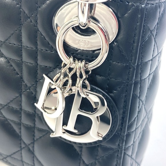 Christian Dior Dior Lady Cannage Shoulder Bag Leather Women's Black - Picture 5 of 13